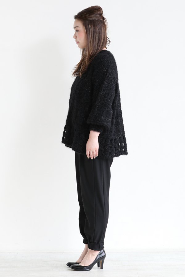 Mame Kurogouchi(マメ) Floral Mohair Knitted Pullover BLACK