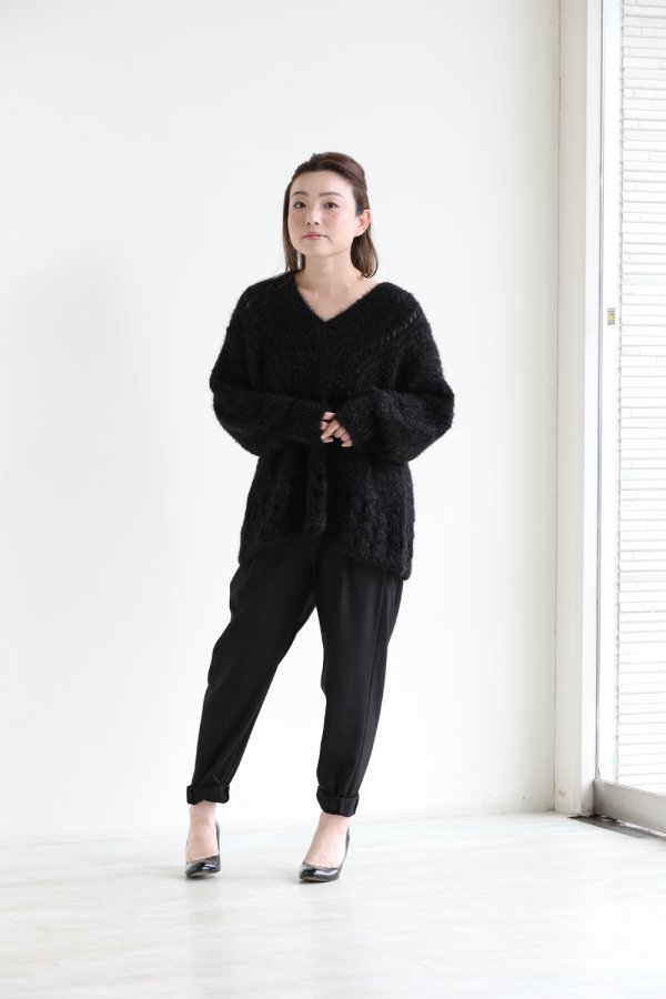 Mame Kurogouchi(マメ) Floral Mohair Knitted Pullover BLACK