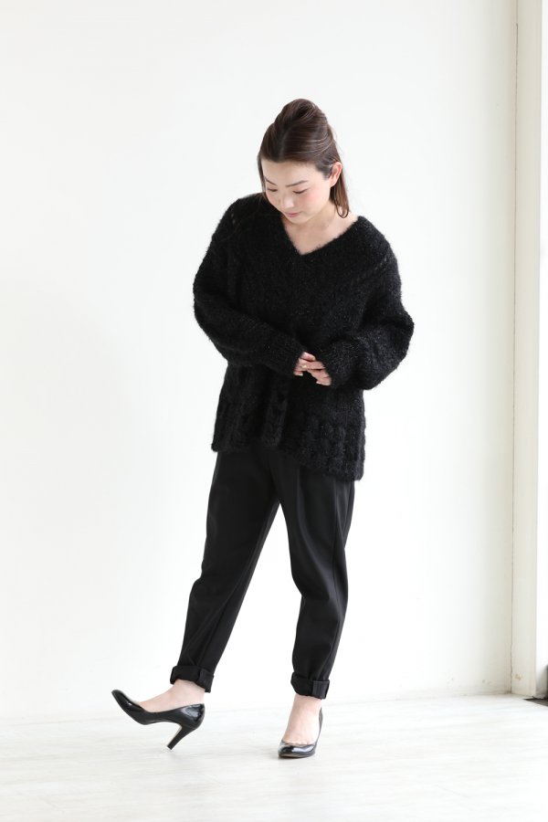 Mame Kurogouchi(マメ) Floral Mohair Knitted Pullover BLACK