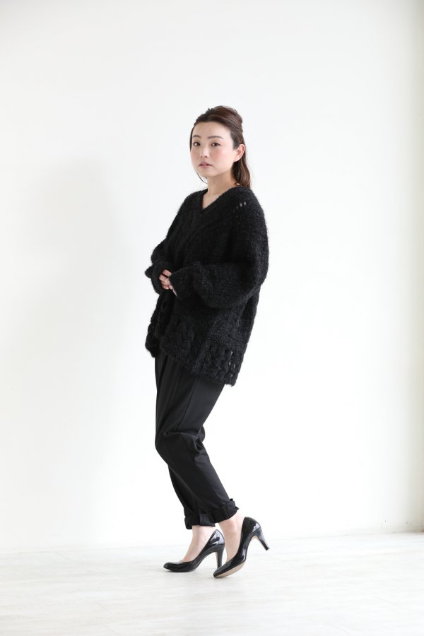 Mame Kurogouchi(マメ) Floral Mohair Knitted Pullover BLACK