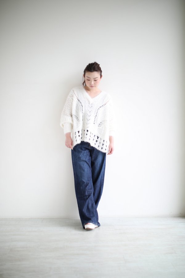 Mame Kurogouchi(マメ) Floral Mohair Knitted Pullover WHITE