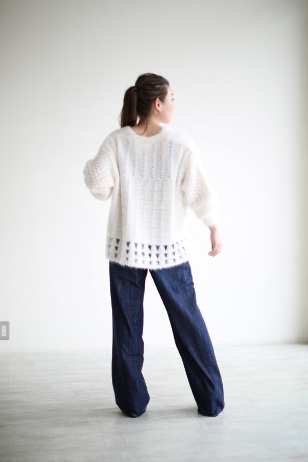 Mame Kurogouchi(マメ) Floral Mohair Knitted Pullover WHITE