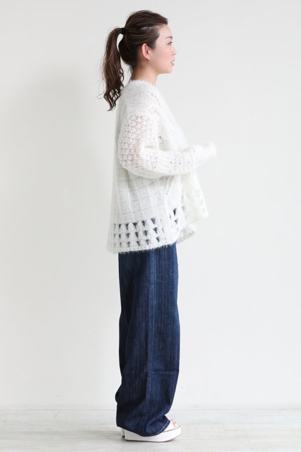 Mame Kurogouchi(マメ) Floral Mohair Knitted Pullover WHITE