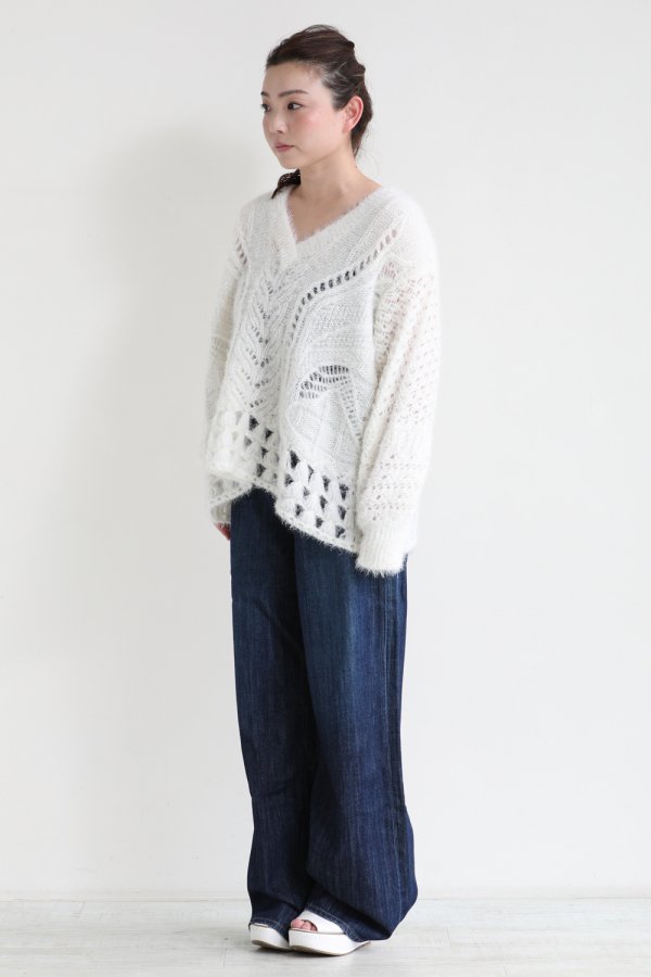 Mame Kurogouchi(マメ) Floral Mohair Knitted Pullover WHITE ...
