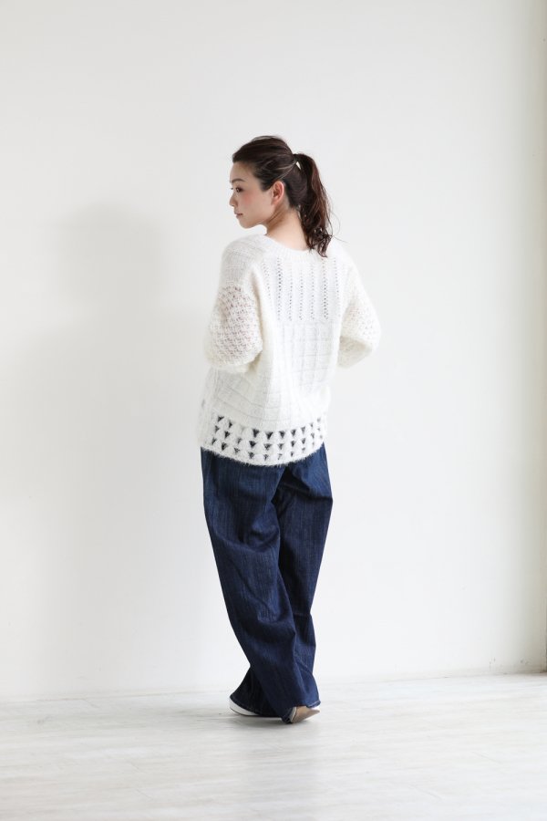 Mame Kurogouchi(マメ) Floral Mohair Knitted Pullover WHITE