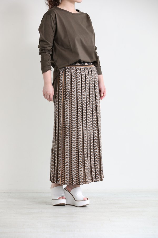 Mame Kurogouchi(マメ) Pleated Knitted Skirt BEIGE - YAMAROKU