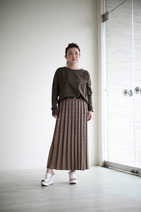 Mame Kurogouchi(マメ) Pleated Knitted Skirt BEIGE - YAMAROKU