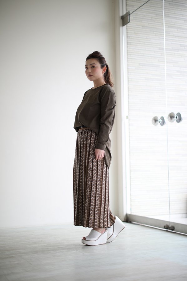 Mame Kurogouchi(マメ) Pleated Knitted Skirt BEIGE - YAMAROKU 