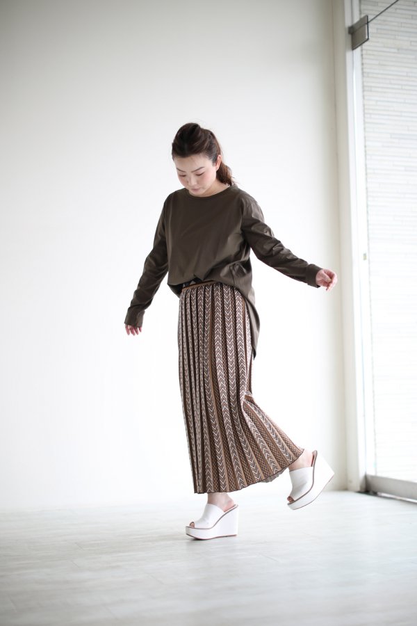 Mame Kurogouchi(マメ) Pleated Knitted Skirt BEIGE - YAMAROKU
