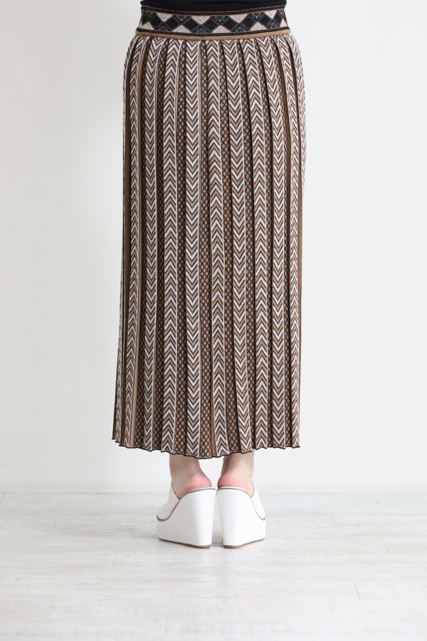 Mame Kurogouchi(マメ) Pleated Knitted Skirt BEIGE - YAMAROKU（ヤマロク） オンラインストア