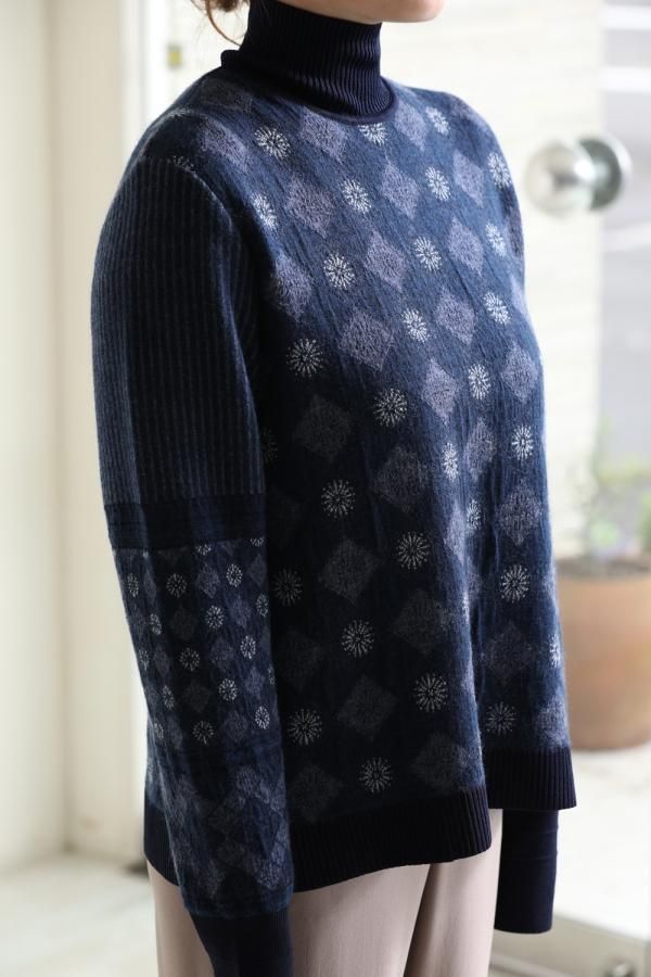 Mame Kurogouchi(マメ) Checkered Pattern High Neck Pullover