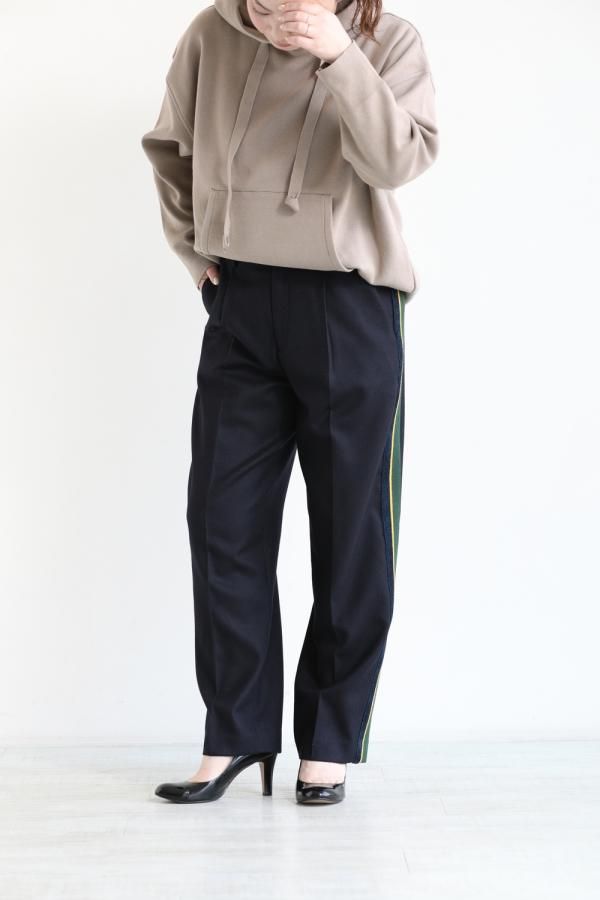 COOHEM(コーヘン) KNIT SIDELINE FLANNEL PANTS NAVY - YAMAROKU