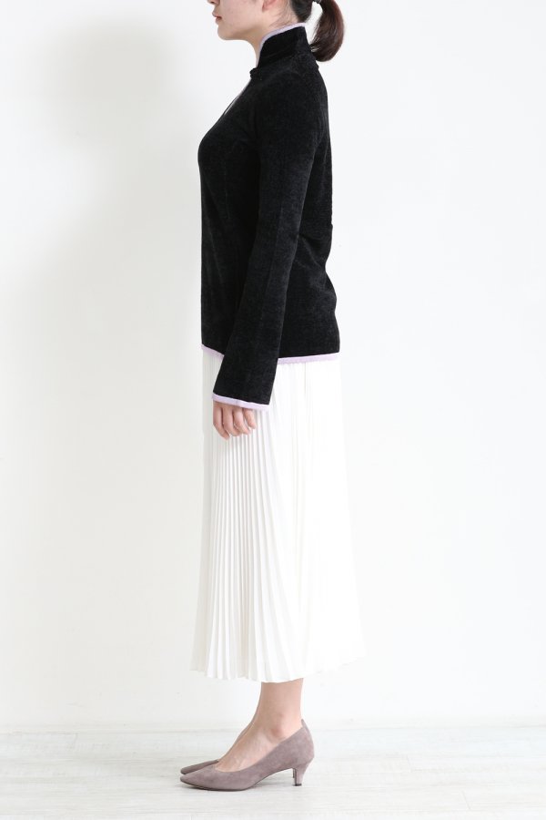 Mame Kurogouchi(マメ) Soft Touch High Neck Knitted Top BLACK