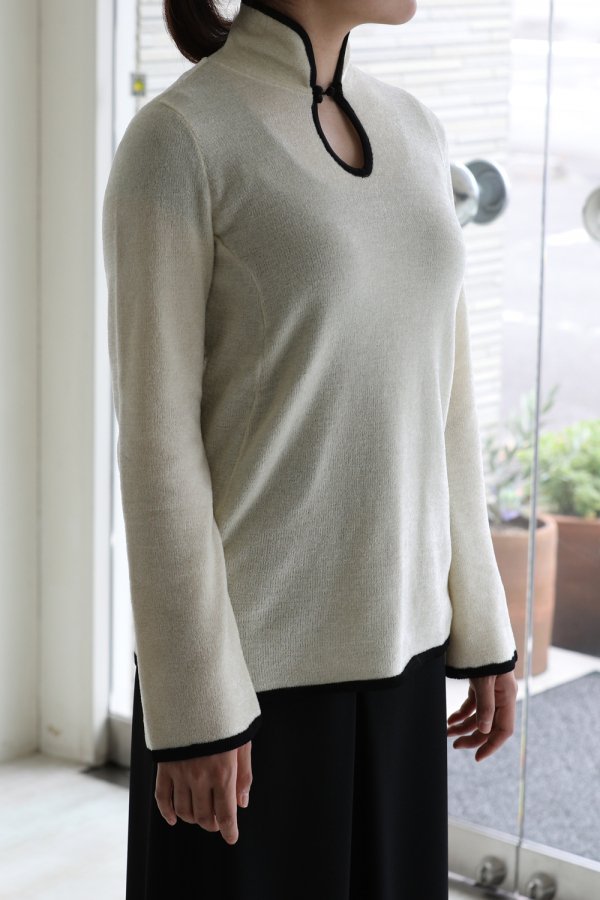 Mame Kurogouchi(マメ) Soft Touch High Neck Knitted Top WHITE 