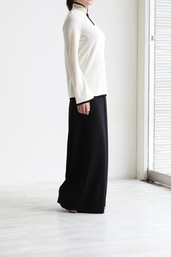 Mame Kurogouchi(マメ) Soft Touch High Neck Knitted Top WHITE - YAMAROKU