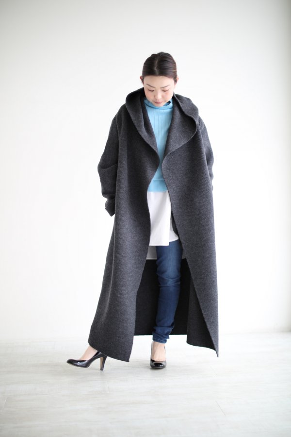 ADAWAS(アダワス) AIRY HOODED CORDIGAN CHARCOAL - YAMAROKU