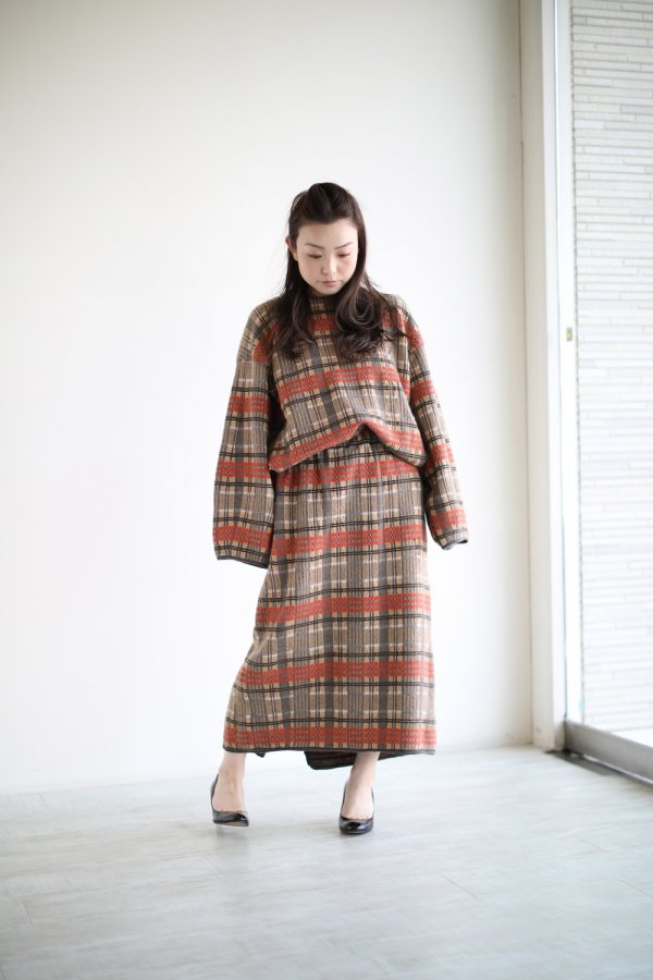 unfil(アンフィル) checked jacquard mohair silk blend sweater 