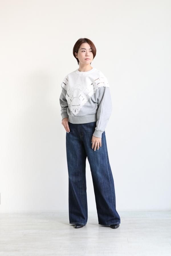 MUVEIL ミュベール テーブルクロス レース スウェット 裏毛 トップス