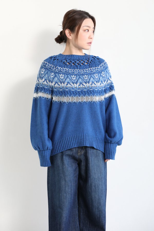 Mame Kurogouchi(マメ) Cotton Nordic Knit Pullover - YAMAROKU