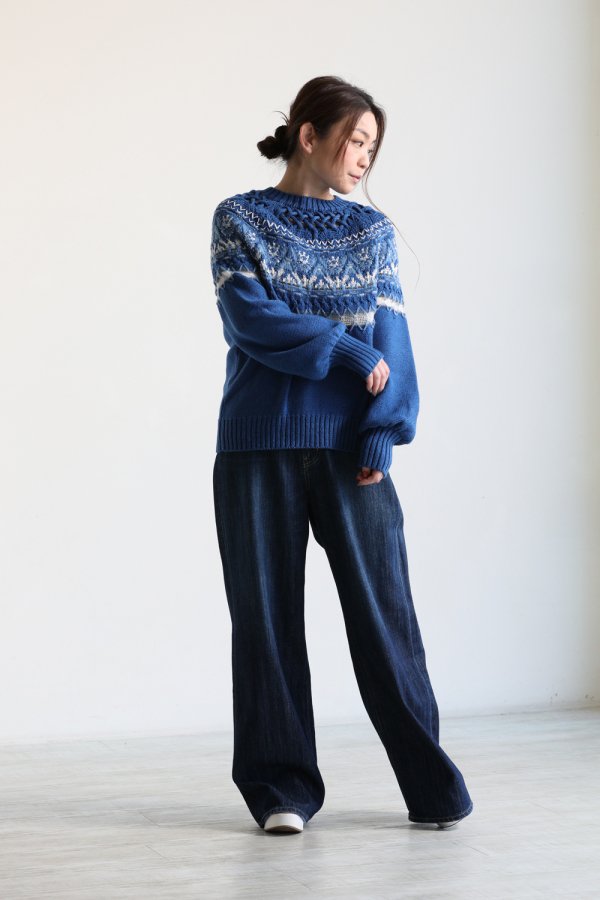 Mame Kurogouchi(マメ) Cotton Nordic Knit Pullover - YAMAROKU 