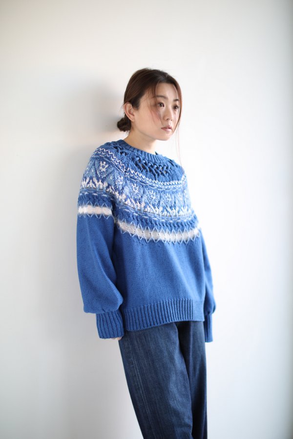 Mame Kurogouchi(マメ) Cotton Nordic Knit Pullover - YAMAROKU 