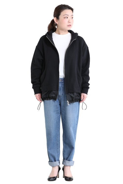 MOOLA KALAH(モーラ カーラ) gather hem sweat parka black - YAMAROKU