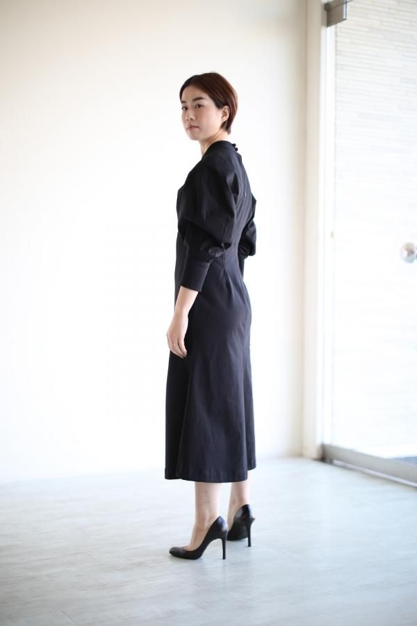 mame Crepe  Wide Neck Classic Dressウエスト670cm