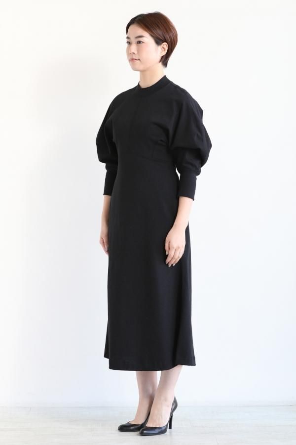 mame kurogouchi Classic Cotton Dress 黒ワンピース - ひざ丈ワンピース