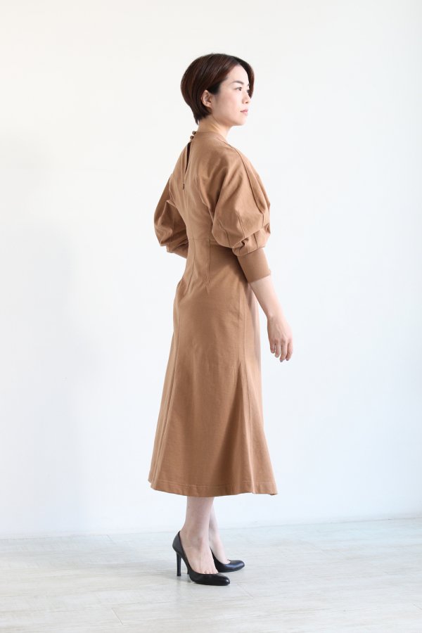 Mame Kurogouchi(マメ) Classic Cotton Dress BROWN - YAMAROKU 