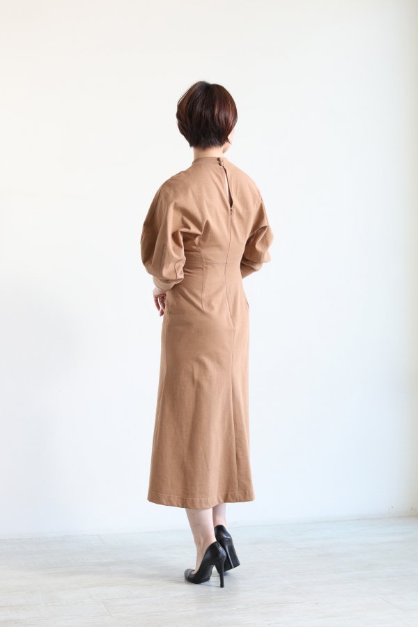 Mame Kurogouchi(マメ) Classic Cotton Dress BROWN - YAMAROKU