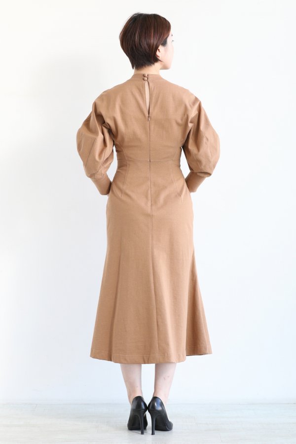 Mame Kurogouchi(マメ) Classic Cotton Dress BROWN - YAMAROKU 