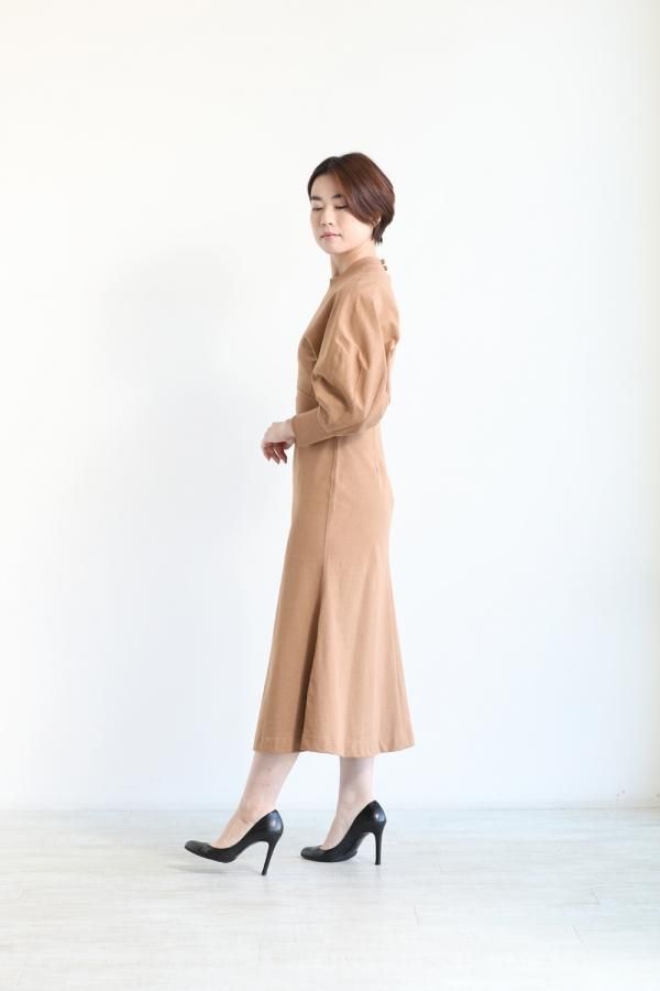 Mame Kurogouchi(マメ) Classic Cotton Dress BROWN - YAMAROKU