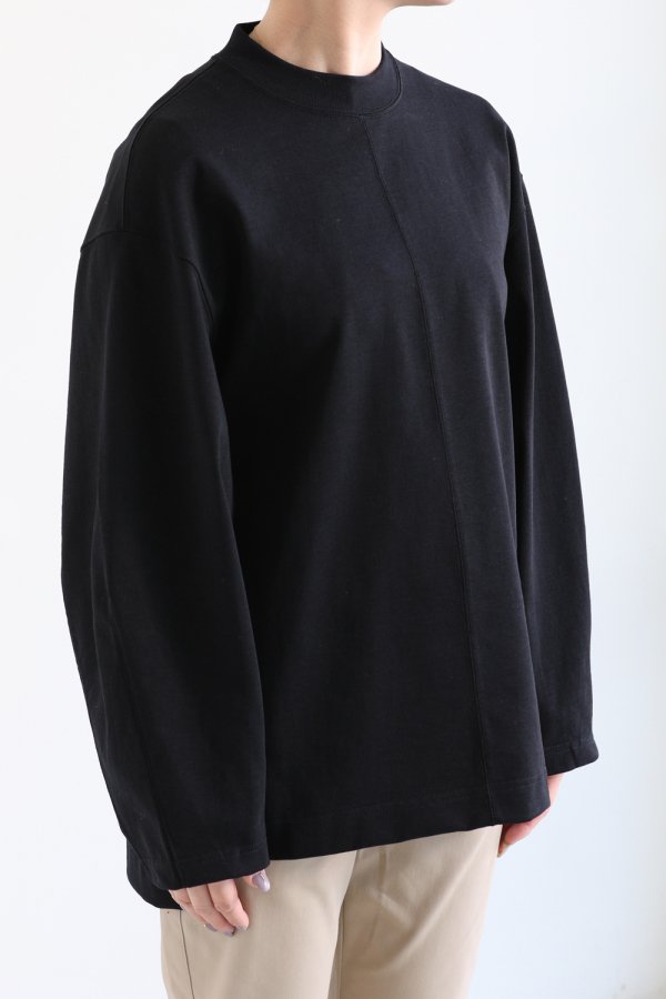 Mame Kurogouchi(マメ) Oversized Cotton Long Sleeve Top BLACK