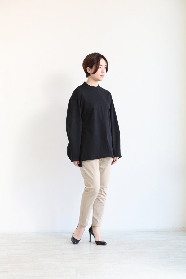 Mame Kurogouchi(マメ) Oversized Cotton Long Sleeve Top BLACK