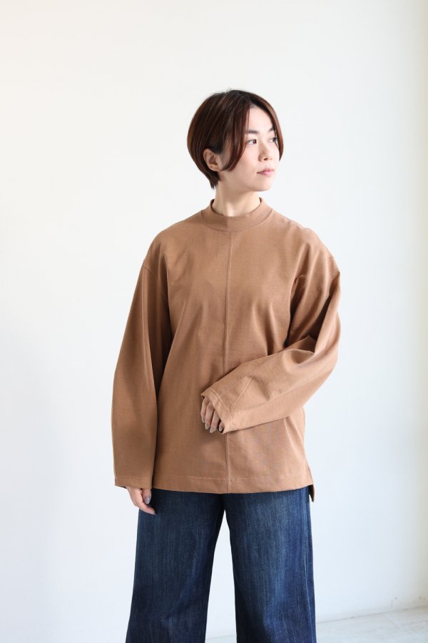 Mame Kurogouchi(マメ) Oversized Cotton Long Sleeve Top BROWN 