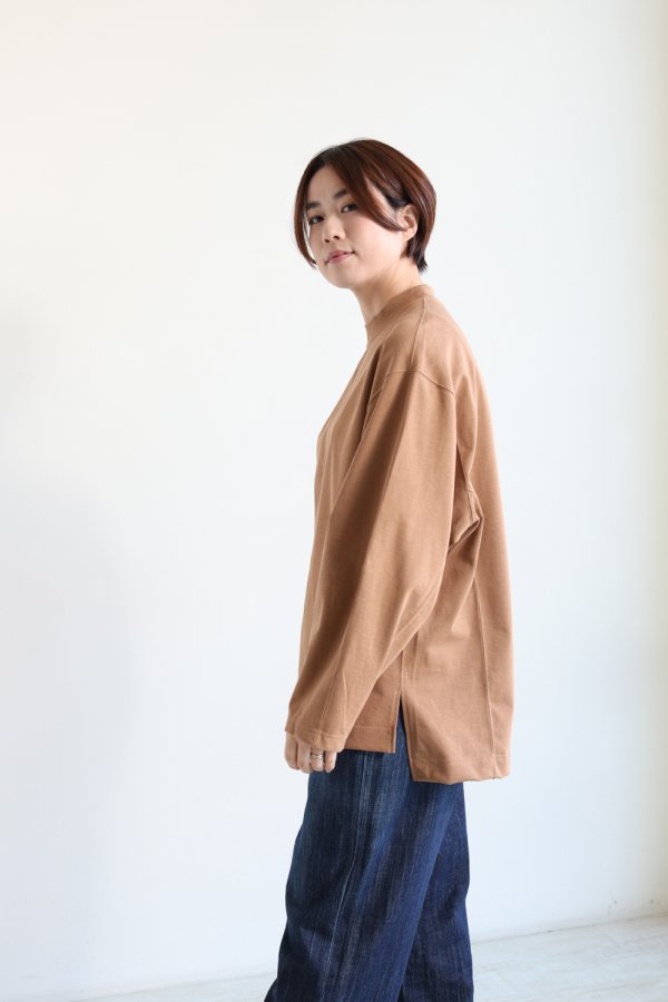 Mame Kurogouchi(マメ) Oversized Cotton Long Sleeve Top BROWN