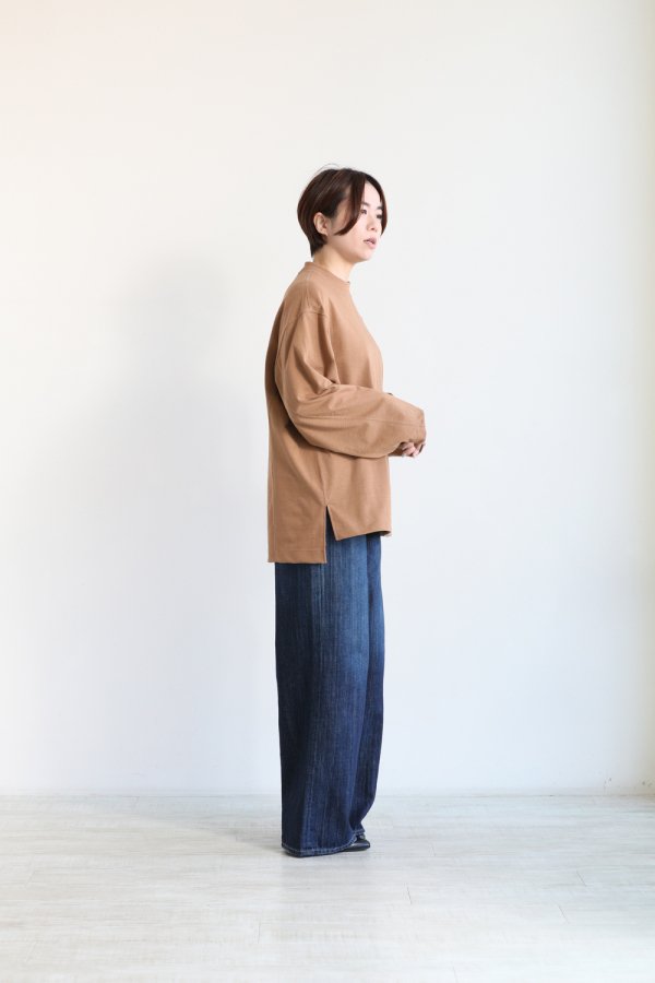 Mame Kurogouchi(マメ) Oversized Cotton Long Sleeve Top BROWN