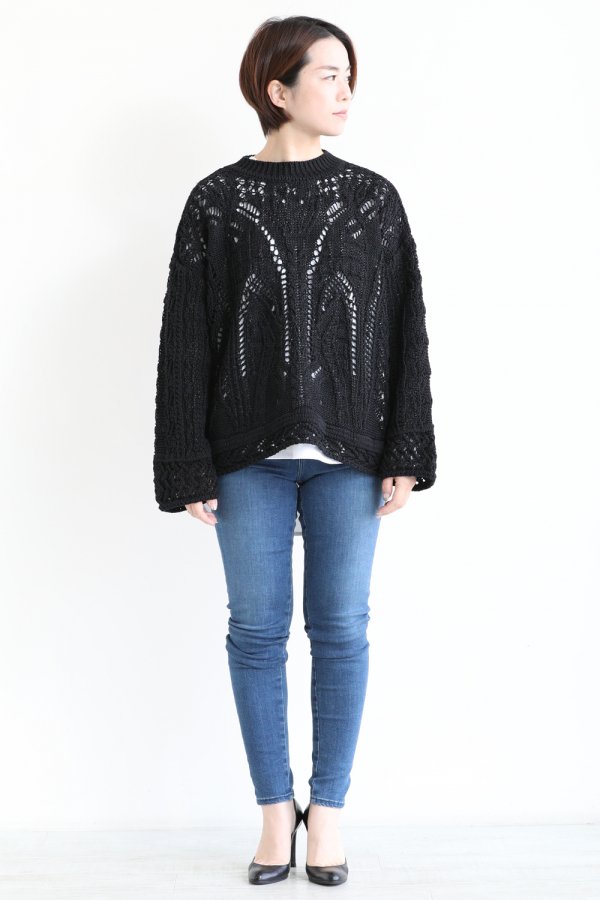 Mame Kurogouchi(マメ) Curtain Lace Pattern Knitted Pullover