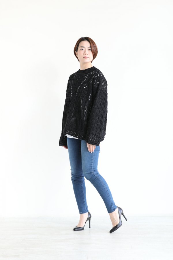 Mame Kurogouchi(マメ) Curtain Lace Pattern Knitted Pullover