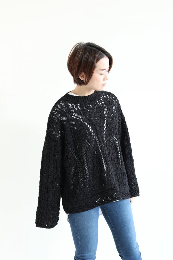 Mame Kurogouchi(マメ) Curtain Lace Pattern Knitted Pullover