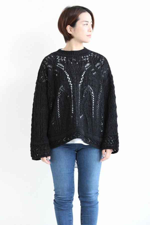 Mame Kurogouchi(マメ) Curtain Lace Pattern Knitted Pullover