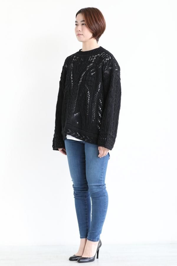 Mame Kurogouchi(マメ) Curtain Lace Pattern Knitted Pullover