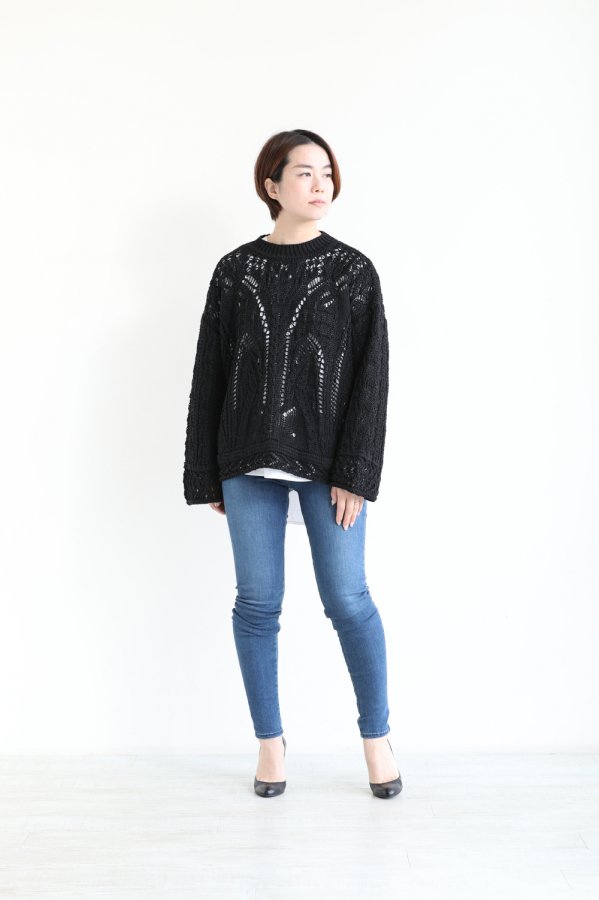 Mame Kurogouchi(マメ) Curtain Lace Pattern Knitted Pullover