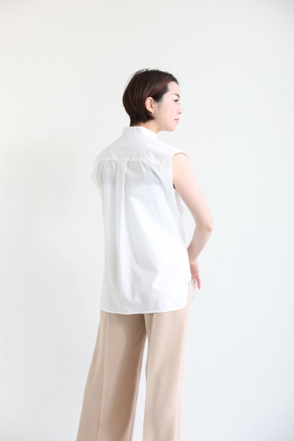 Mame Kurogouchi(マメ) Botanical Embroidery Sleeveless Shirt WHITE 