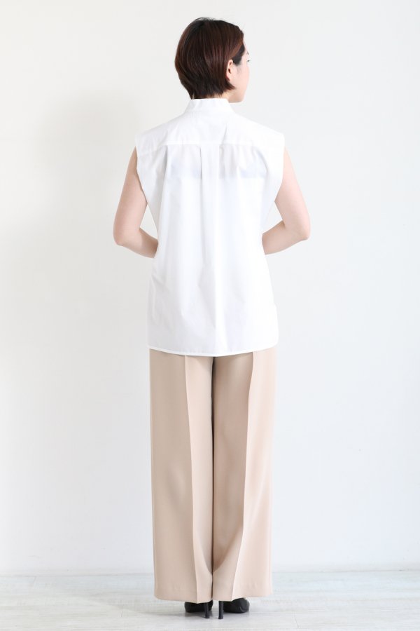 Mame Kurogouchi(マメ) Botanical Embroidery Sleeveless Shirt WHITE 