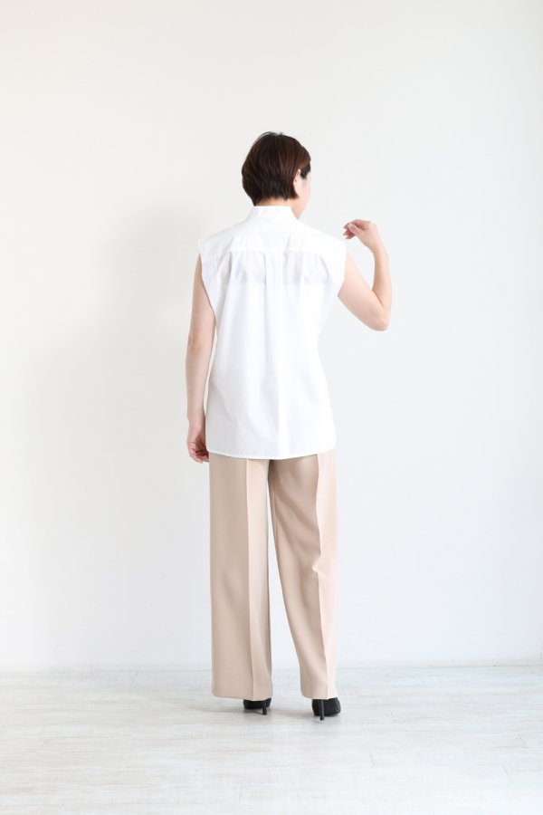 Mame Kurogouchi(マメ) Botanical Embroidery Sleeveless Shirt WHITE 