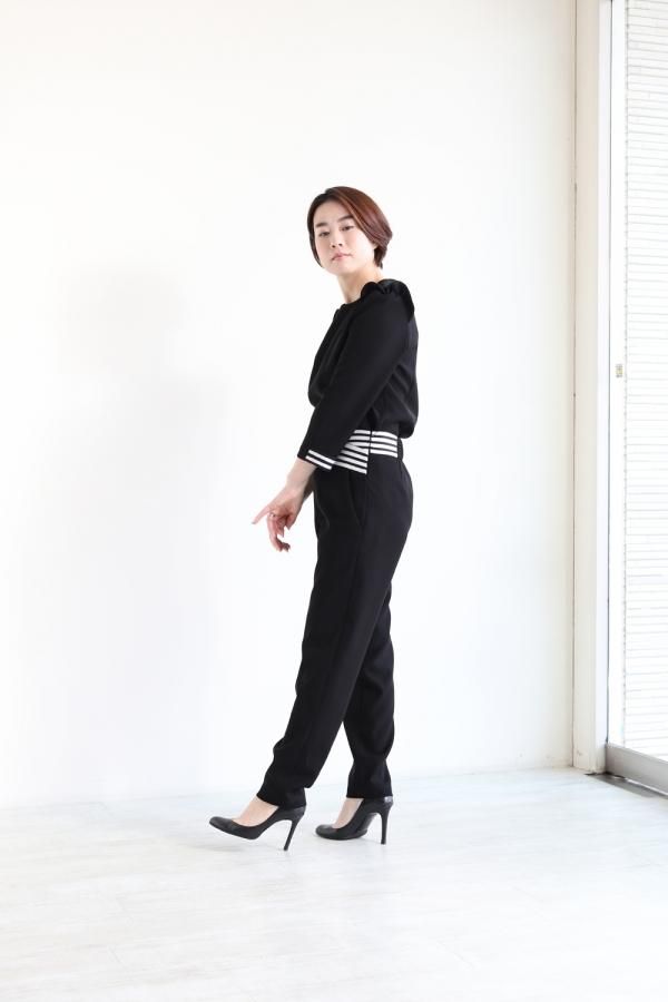 BORDERS at BALCONY(ボーダーズアットバルコニー) CUFFED TOP BLACK 