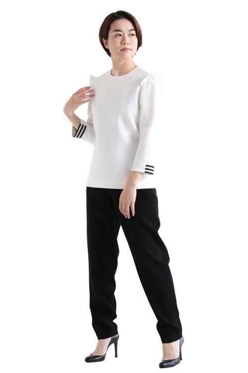 BORDERS at BALCONY(ボーダーズアットバルコニー) CUFFED TOP WHITE