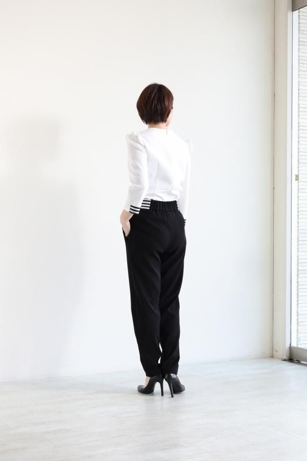 BORDERS at BALCONY(ボーダーズアットバルコニー) CUFFED TOP WHITE 