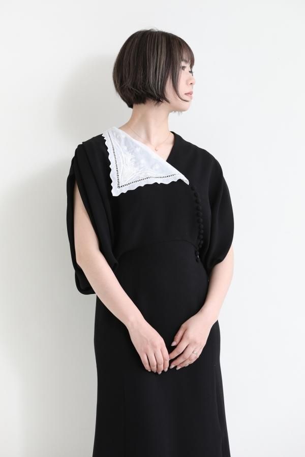 Mame Kurogouchi(マメ) Lace Flap Collar Classic Dress - YAMAROKU